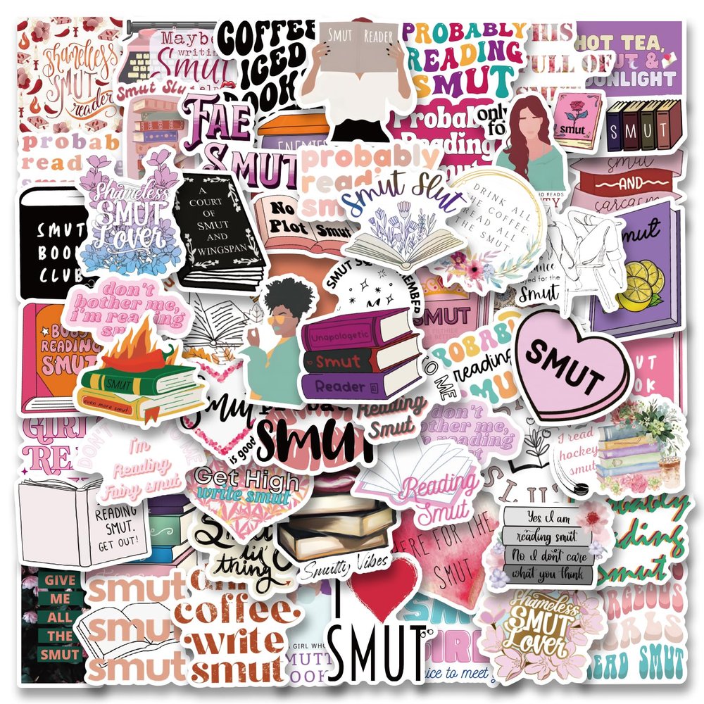 100pcs Cute Funny Smutty Book Stickers Vinyl Sticker Pack