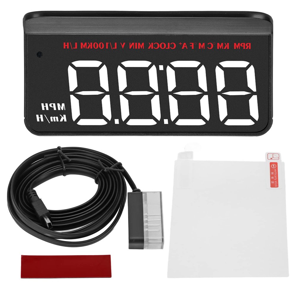 DOACT HUD Display, Universal OBDII Overspeed Alarm Windshield Projector Head-Up Meter Water Temperature Gauge for Car