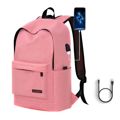 Laptop Backpack with USB Charging Port Large Capacity Ergonomic Support Travel Backpack Lightweight Aesthetic Daypack (Pink)