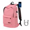 Laptop Backpack with USB Charging Port Large Capacity Ergonomic Support Travel Backpack Lightweight Aesthetic Daypack (Pink) view 1