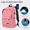 Laptop Backpack with USB Charging Port Large Capacity Ergonomic Support Travel Backpack Lightweight Aesthetic Daypack (Pink) view 3