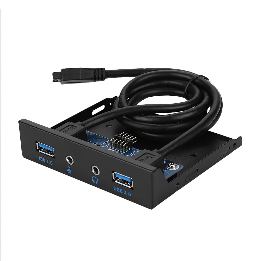 SUNGOOYUE USB3.0 Audio Floppy Front Panel, 3.5inch 2 USB3.0 Interfaces with Mic Audio - Ni and Gold Plated Terminal