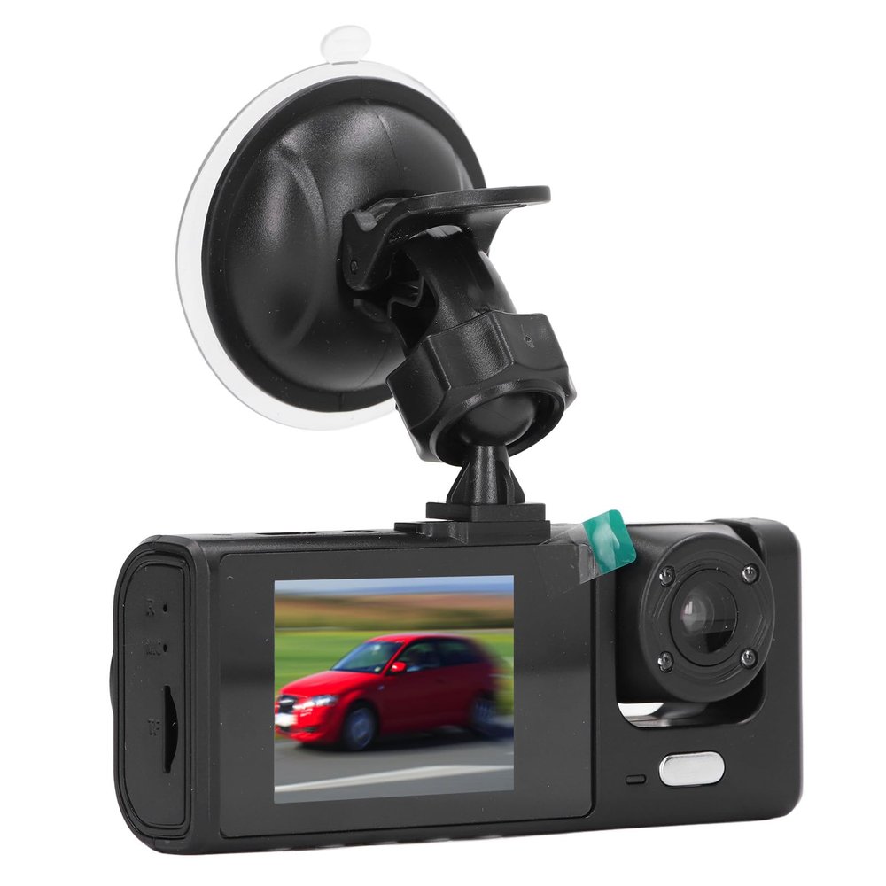 Car Dash Cam, Front Rear Inside 3 Lens Dashboard Camera Recorder with Clear Night Vision Loop Recording, 2.0 Inch Screen, 24 Hours Parking Mode