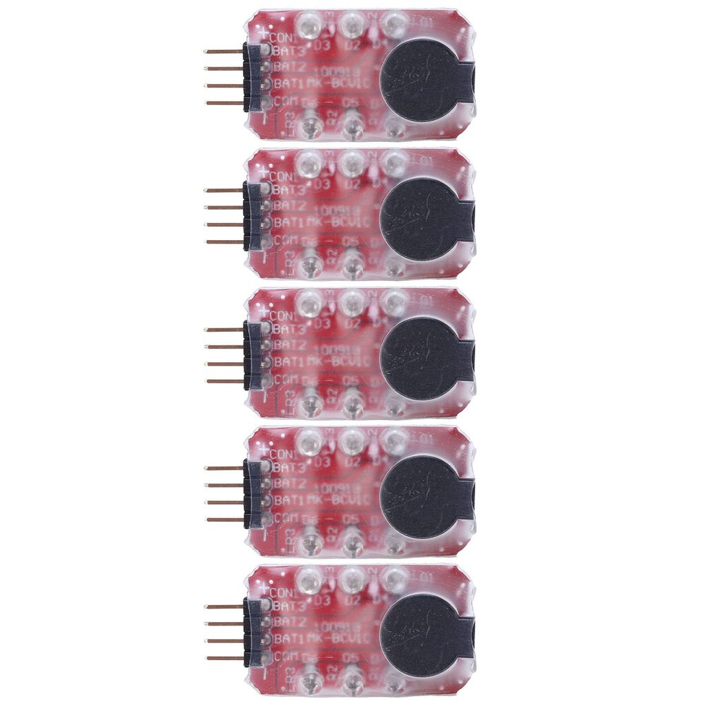 5 Pcs Lithium Battery Low Voltage Alarm Sound Light Warning Real Time Detection Battery Voltage Buzzer Alarm for 2S 3S