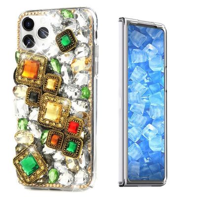 STENES Sparkle Case Compatible with Samsung Galaxy Z Fold 5 5G Case - Stylish - 3D Handmade Bling Crystal Rhinestone Crystal Diamond Design Girls Women Cover - Champagne