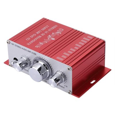 Goshyda Mini Digital Car Audio Amplifier, HiFi Audio Music CD DVD MP3 FM Player, Professional Input Operational Amplifier IC, 4 Sound Field Modes of DSP, 12V Power Supply (Red)