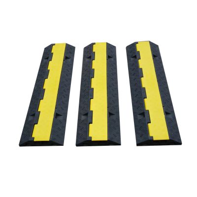 Vffoto 3 Pack 2 Channel PVC Rubber Durable Cable Protector Ramp Cover, Supports 11000lbs Load Capacity Heavy Duty Cord Protection w/Flip-Open Top Cover for Wire/Hose/Pipe Hider Driveway & Indoor