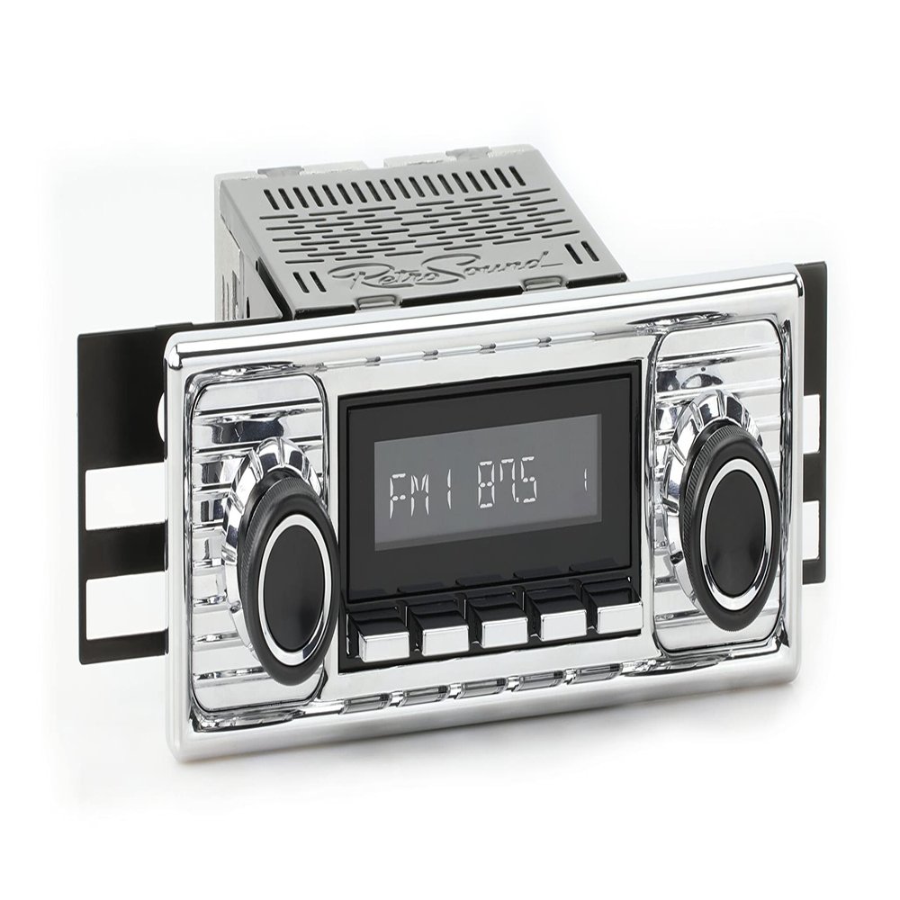 RetroRadio Compatible with 1966-68 Mercedes-Benz 200 with Chrome Faceplate Features Include Bluetooth, USB, AM/FM HBC-M2-308-309-39-78M15
