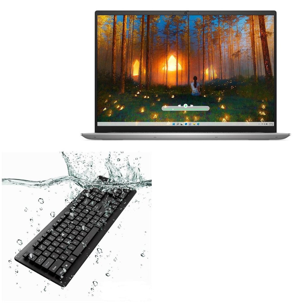 BoxWave Keyboard Compatible with Dell Inspiron 16 5630 (16 in) - AquaProof USB Keyboard, Washable Waterproof Water Resistant - Jet Black