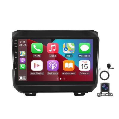 9" Touch Screen Car Stereo,Slakerbe 2+32G GPS with Navi WiFi Bluetooth FM RDS with Carplay | Android Auto | Hi-Fi | WiFi +AHD Backup Camera and Mic Fit forWranglerJL 2018 2019