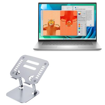 BoxWave Stand and Mount Compatible with Dell Inspiron 7630 (16 in) - Executive VersaView Laptop Stand, Ergonomic Adjustable Viewing Angle Metallic Riser - Metallic Silver