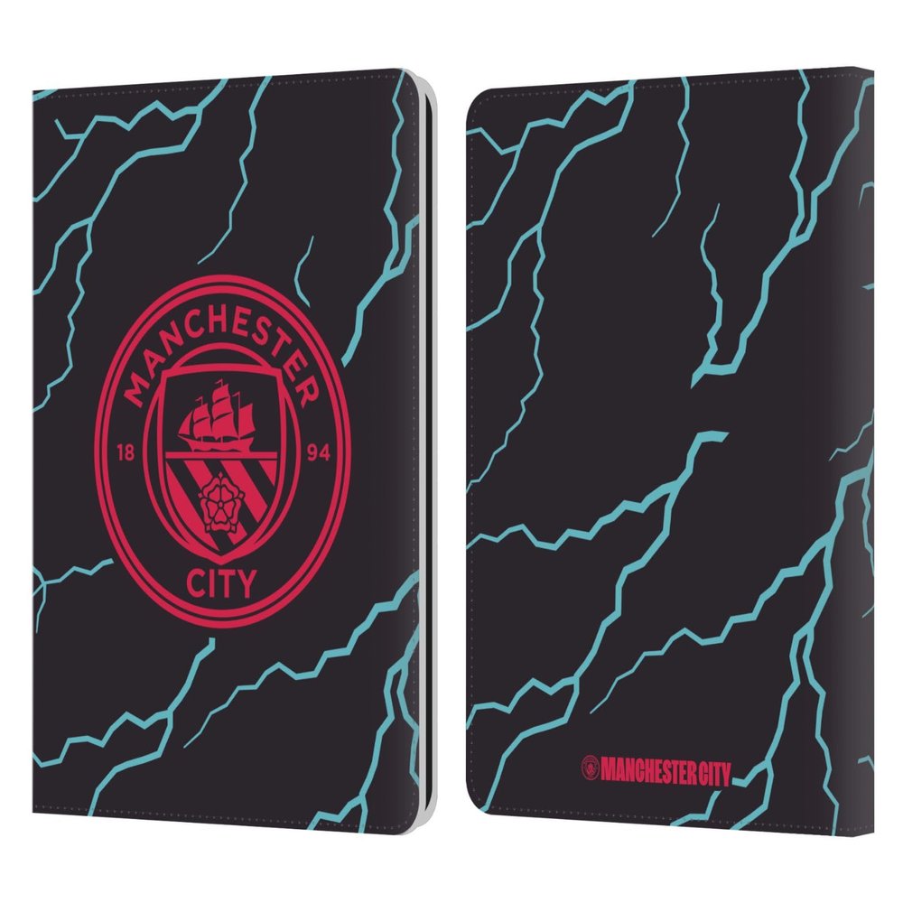 Head Case Designs Officially Licensed Manchester City Man City FC Third 2023/24 Badge Kit Leather Wallet Case Compatible with Kindle Paperwhite 1/2 / 3