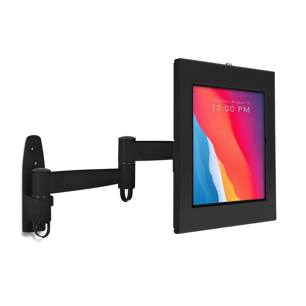 Mount-It! Anti-Theft Tablet Wall Mount with Swing Arm for iPad, iPad Air, iPad Pro | Lockable, Tamper-Proof Design, Full Motion Tilt, Swivel, Rotation, VESA 75x75 for Office, Retail, Black