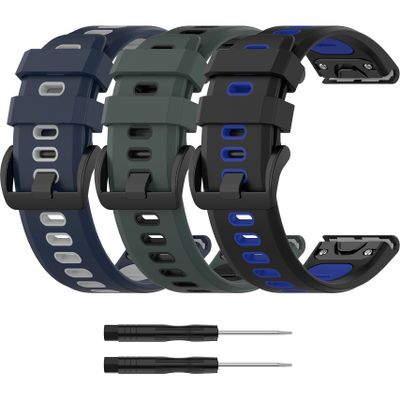 Chofit Compatible with Garmin Approach S70 42MM 47MM Watch Band,Soft Silicone Wristband Replacement Quitck Fit Sport Strap (Approach S70 42mm, Black&Green&DarkBlue)