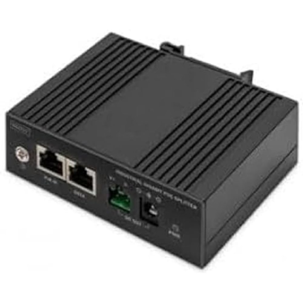 DIGITUS Industrial Gigabit Ethernet PoE Splitter - 60W - 10/100/1000 Mbps - DIN Rail Mount - Black