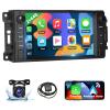 Podofo 2+64G Car Stereo for Jeep Wrangler Dodge Chevrolet RAM 1500 Android Radio with Wireless Apple CarPlay, 7" Touchscreen Stereo with WiFi, GPS, RDS/FM Radio, Bluetooth + Backup Camera & Mic view 1