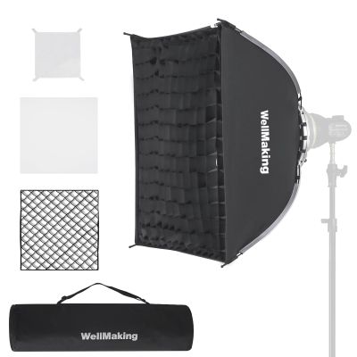 WELLMAKING Rectangular Softbox 60 x 90cm/23.6" x 35.4", Studio Soft Box with Diffusers/Honeycomb Grid/Bag,Compatible with Bowens Mount Light for Portrait or Product Photography Studio Flash Monolight
