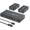 HDMI Extender Splitter1x2 HD 4K @60Hz up to 60m(196ft)-Loop Out-Over CAT5/CAT6/CAT7 Cable HDMI Transmitter and Receiver with IR Power Switch and EDID view 1