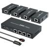 HDMI Extender Splitter 1x4 HD 4K @60Hz Over CAT5/CAT6/CAT7 Ethernet CableUp to 196ft-Loop Out-Equipped with IR POC and EDID view 1