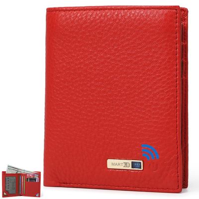 Men Wallet with Tracker Work with iOS&Android, Wallet Tracker with Bifold Genuine Leather Wallet 8 Card &1 ID Windows & 2Cash Slot&Coin Pocket (Red)