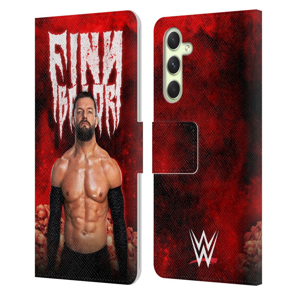 Head Case Designs Officially Licensed WWE Portrait Finn Balor Leather Wallet Case Compatible with Samsung Galaxy A54 5G