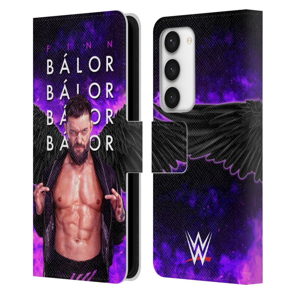 Head Case Designs Officially Licensed WWE Graphics Finn Balor Leather Wallet Case Compatible with Samsung Galaxy S23 5G