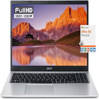 Acer Aspire Slim Laptop for Business Student, 15.6'' FHD Display, Intel Celeron N Series Processor, 12GB RAM 256GB SSD, WiFi, Webcam, RJ-45, USB Type-A&C, Windows 11, 1-Year Microsoft 365 +Mousepad