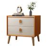 NTIYOU Bedside Table Nightstand with 2 Drawers Solid Wood Modern Bedroom Narrow Leather Side Table for Bedroom Living Room Living Room view 1