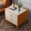 NTIYOU Bedside Table Nightstand with 2 Drawers Solid Wood Modern Bedroom Narrow Leather Side Table for Bedroom Living Room Living Room view 3