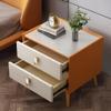 NTIYOU Bedside Table Nightstand with 2 Drawers Solid Wood Modern Bedroom Narrow Leather Side Table for Bedroom Living Room Living Room view 4