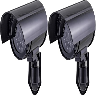 GE Power Gear Decoy Security Bullet Camera with Flashing Red Light, Blinking LED, Fake Surveillance, Realistic Looking Recording Lens, Indoor/Outdoor Use, Wireless, Black, 40661 (Pack of 2)