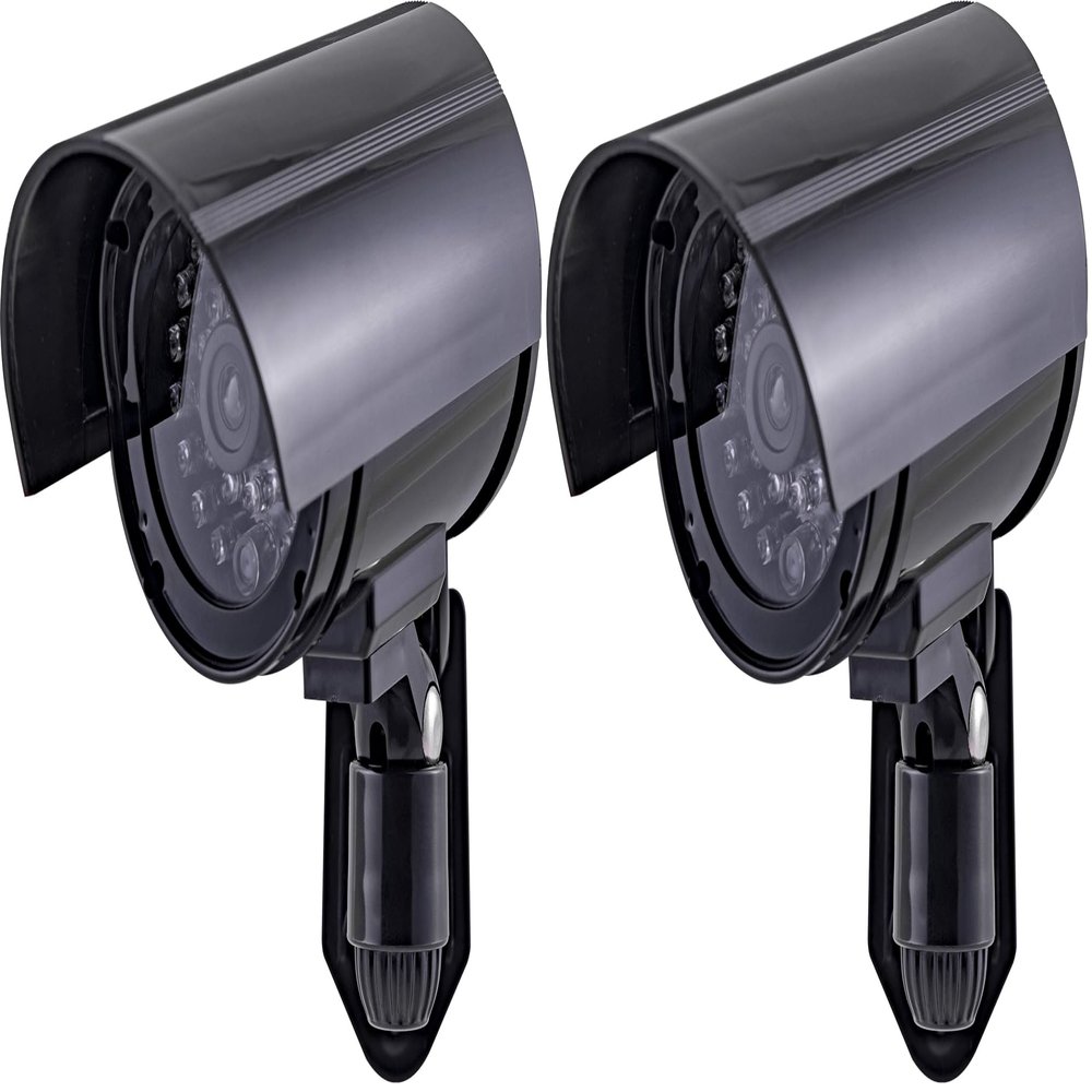 GE Power Gear Decoy Security Bullet Camera with Flashing Red Light, Blinking LED, Fake Surveillance, Realistic Looking Recording Lens, Indoor/Outdoor Use, Wireless, Black, 40661 (Pack of 2)