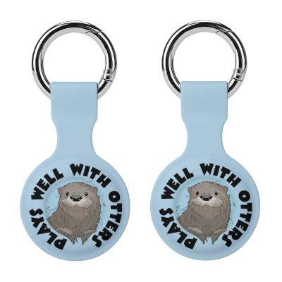 Cute Otter Protective Case Compatible for Airtag Shockproof Case Cover Holder with Keychain 2PCS