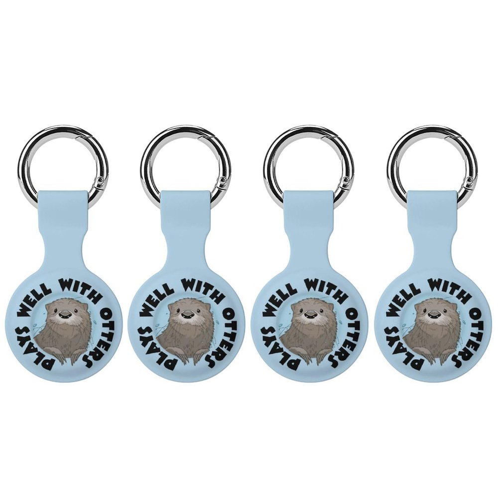 Cute Otter Protective Case Compatible for Airtag Shockproof Case Cover Holder with Keychain 4PCS