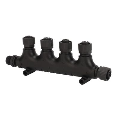 For NMEA 2000 4 Port T Connector, Black ABS For NMEA 2000 N2K 4 Ports MultiPort Tee Connector Thread 5 Pin IP67 Multiport Tee Connector Replacement for Lowrance Networks