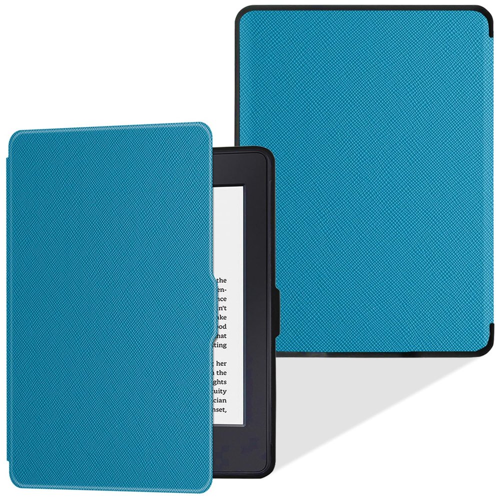 LaoShuSheng Slim Case for Kindle Paperwhite 5th/6th/7th Generation (Model No. EY21 & DP75SDI) - Lightweight PU Leather Folio Cover with Auto Sleep/Wake (Lake Blue)