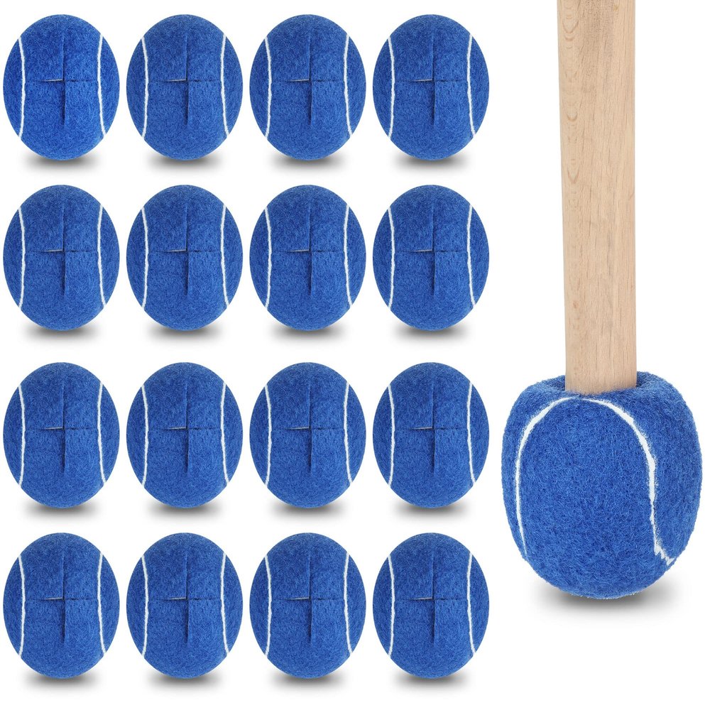 24 Pcs Precut Tennis Balls for Furniture Legs and Floor Protection Chairs Desks Furniture Tennis Balls for Chairs Feet Long Lasting Foot Covers(Blue)