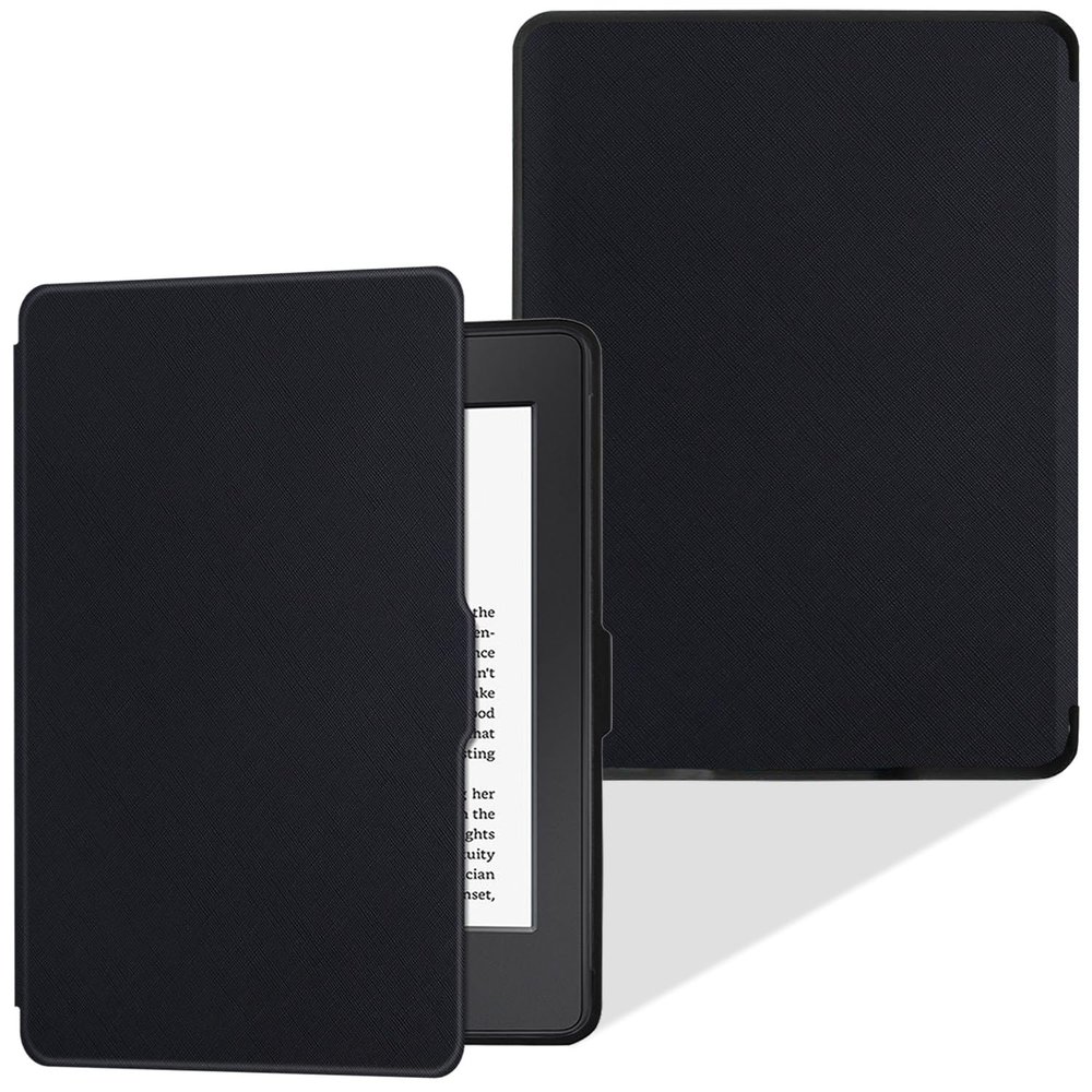 LaoShuSheng Slim Case for Kindle Paperwhite 5th/6th/7th Generation (Model No. EY21 & DP75SDI) - Lightweight PU Leather Folio Cover with Auto Sleep/Wake (Classic Black)