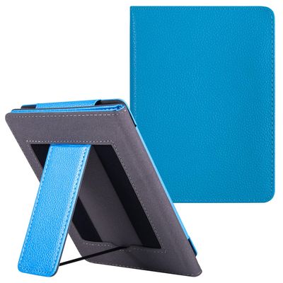 LaoShuSheng Stand Case for 6" Kindle Paperwhite (5th/6th/7th/10th Generation,2012-2018 Release) - PU Leather Book Folio Sleeve Cover with Two Hand Straps and Auto Sleep/Wake (Elegant-Blue)