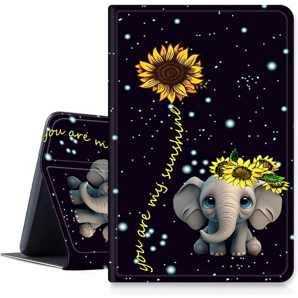 DIGTIALL for Kindle Scribe 10.2" (2024 Release/ 2022 Release) CaseSlim PU Leather Fold Stand Protective Cover with Auto Sleep/Wake for Kindle Scribe 2022 e-Reader,Elephant Sunflower