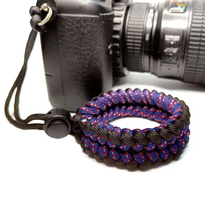 RONGBOER Handcrafted Camera Hand Strap,Macrame Camera Wrist Strap For Photographers,Camera Strap Quick Release Adjustable, Black Dark Blue Red, 12*18*2.2cm