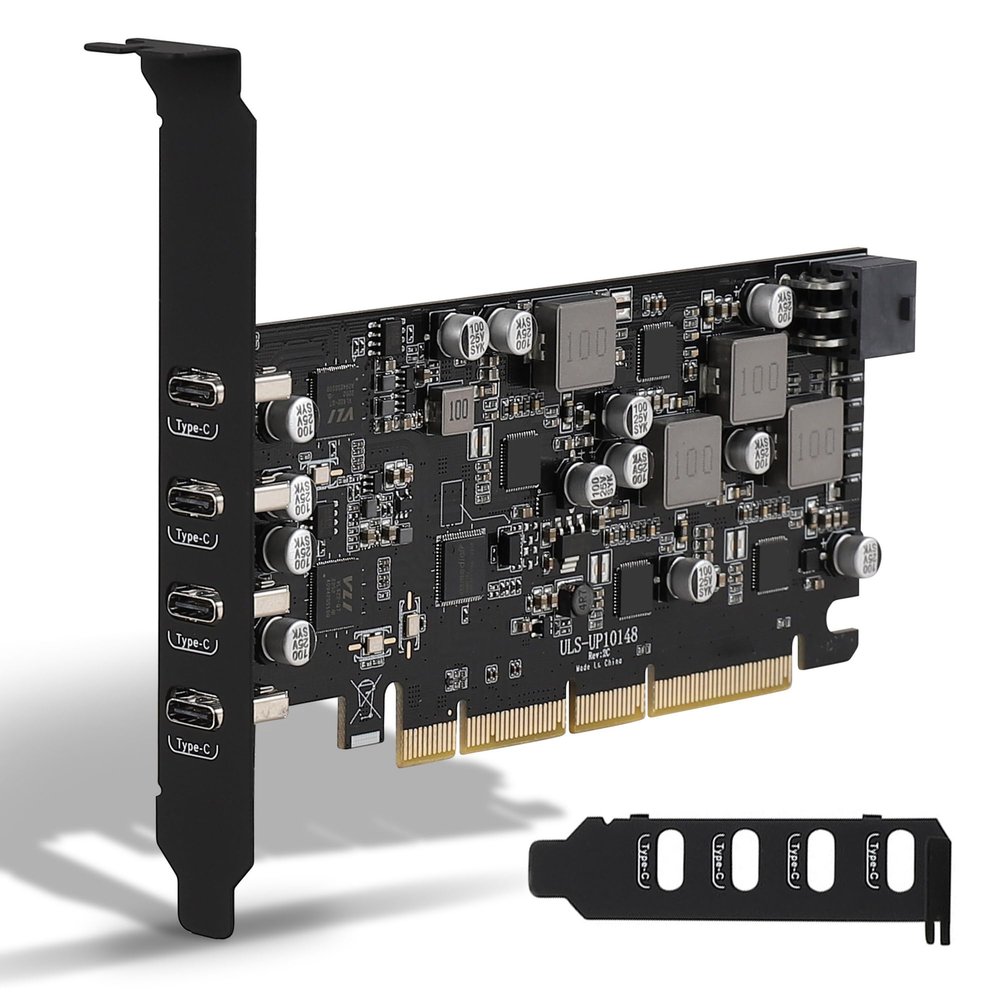 Sinefine USB PCIe Card Power Delivery 4 USB Type-C Ports, PCIe USB3.1(USB 3.2 Gen 2) with 10 Gbps Motherboard Card for PC Desktop