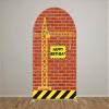 FiVan Customized Size Arch Backdrop Cover Construction Tower Crane Theme Bilayer Round Top Background for Baby Birthday Party Decoration view 2