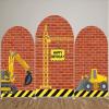FiVan Customized Size Arch Backdrop Cover Construction Tower Crane Theme Bilayer Round Top Background for Baby Birthday Party Decoration view 3