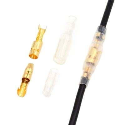 GatherTOOL 50/100Sets 4.0mm Female and Male Connector Gold Brass Wire Connector and Insulating Sleeves for Car (Color : 100Sets(400Pcs))
