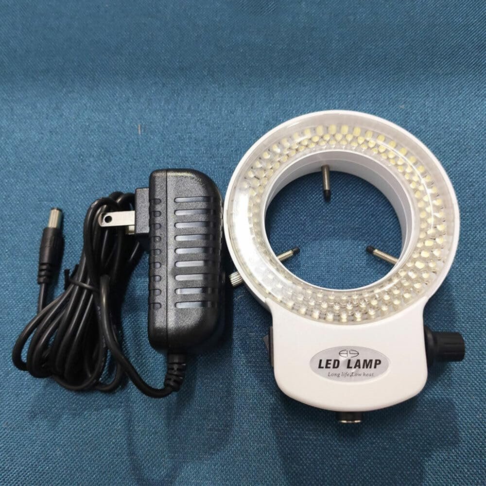 144 LED Bulbs Microscope Ring Light Illuminator Lamp US Plug Brightness Control (White)