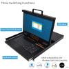 8 Port HDMI Rack Mount KVM Console 18.5-Inch 1080P with Cables, 1U Height LCD KVM Switch, Rackmount Monitor and Keyboard Mouse, OSD/Hotkey/Button Switching, 16:9 Aspect Ratio, Mount Depth 27" to 30.3" view 3