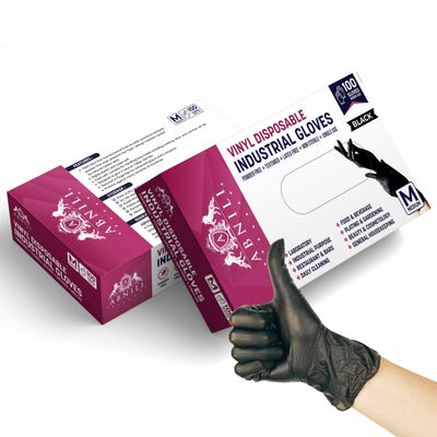 Abnili Black Vinyl Gloves Disposable Latex-free, Powder-free, Medium 4.5-Mil 100-Count, Food Handling, Cleaning, Cooking, kitchen & Household Use