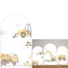 Round Top Construction Theme Arch Backdrop Cover for Birthday Party Decoration,3x6.5ft Double Sided Engineering Vehicle Background DIY Fabric Cover GX-1458 view 1