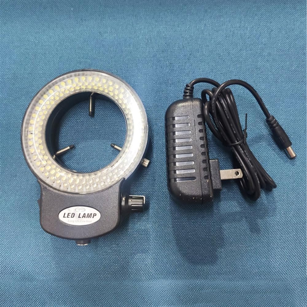 144 LED Bulbs Microscope Ring Light Illuminator Lamp US Plug Brightness Control (Black)